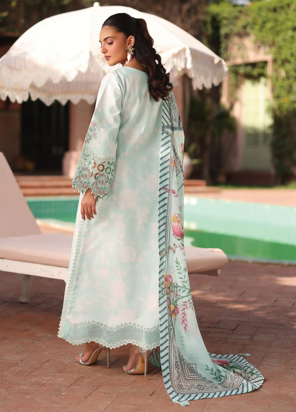 Minor Defect- Alizeh Fashion Embroidered Lawn Suits Unstitched 3 Piece AFB25FS D-01 Mirega - Summer Collection