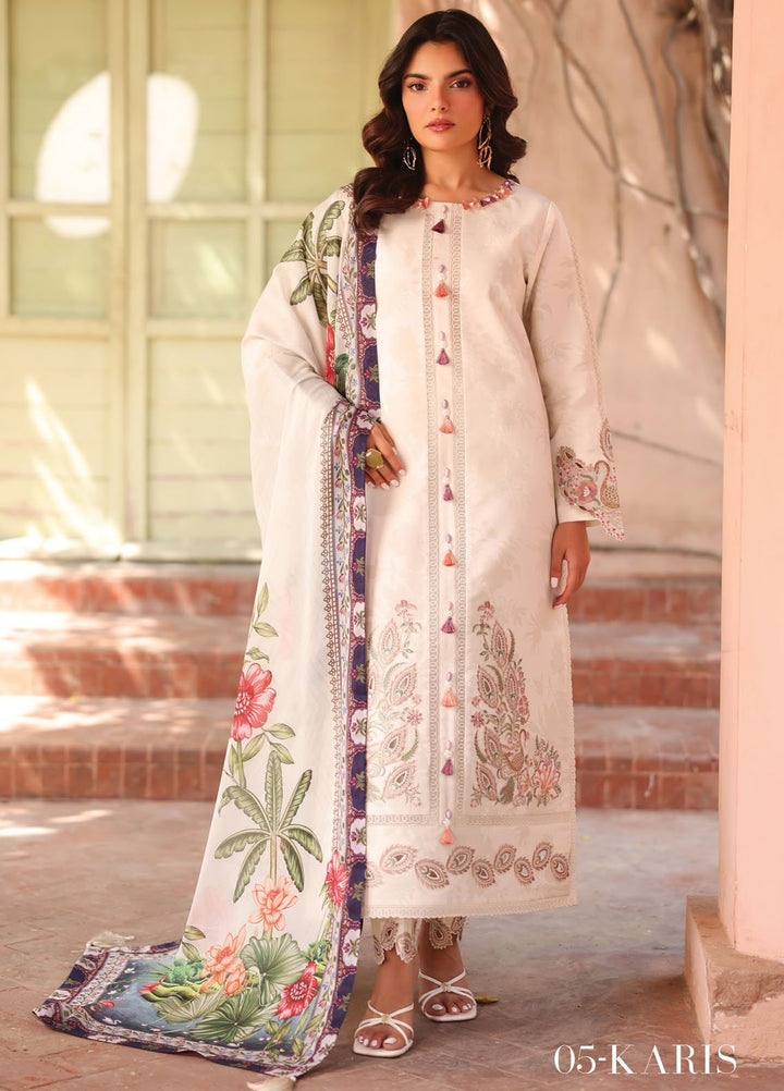 Alizeh Fashion Embroidered Lawn Suits Unstitched 3 Piece AFB25FS D-05 Karis - Summer Collection