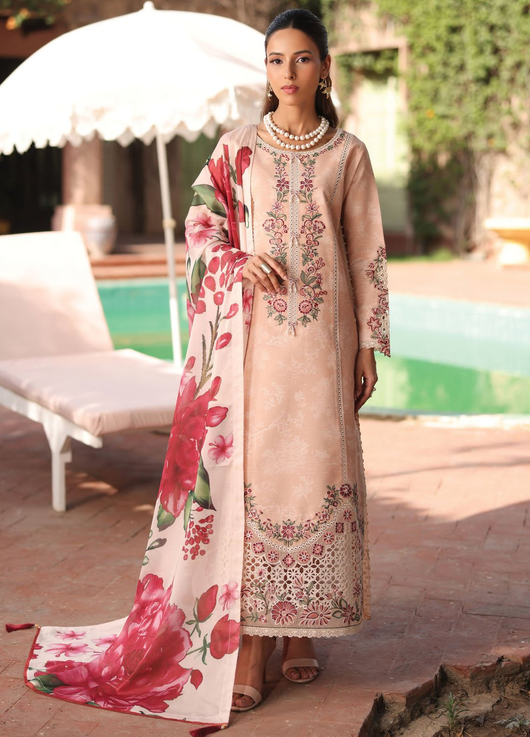 Alizeh Fashion Embroidered Lawn Suits Unstitched 3 Piece AFB25FS D-06 Clover - Summer Collection