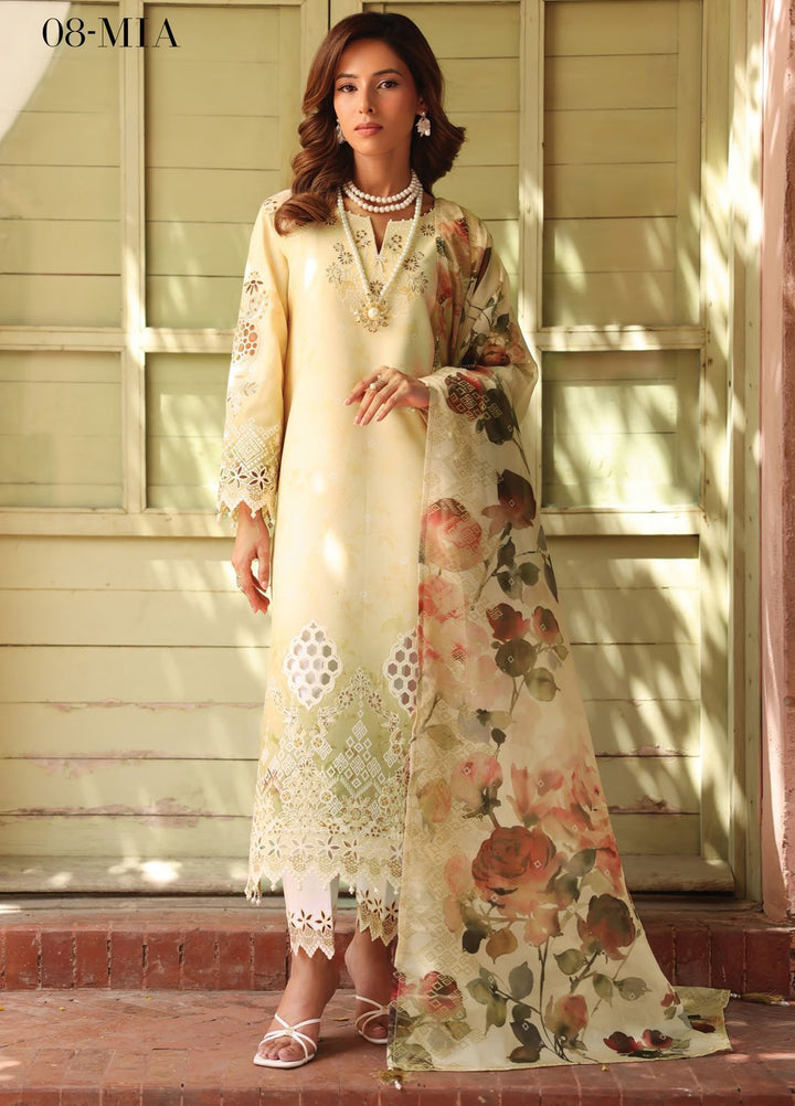 Alizeh Fashion Embroidered Lawn Suits Unstitched 3 Piece AFB25FS D-08 Mia - Summer Collection