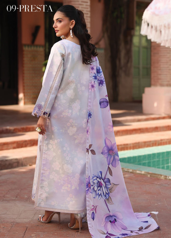 Alizeh Fashion Embroidered Lawn Suits Unstitched 3 Piece AFB25FS D-09 Presta - Summer Collection