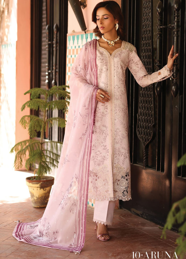 Alizeh Fashion Embroidered Lawn Suits Unstitched 3 Piece AFB25FS D-10 Aruna - Summer Collection