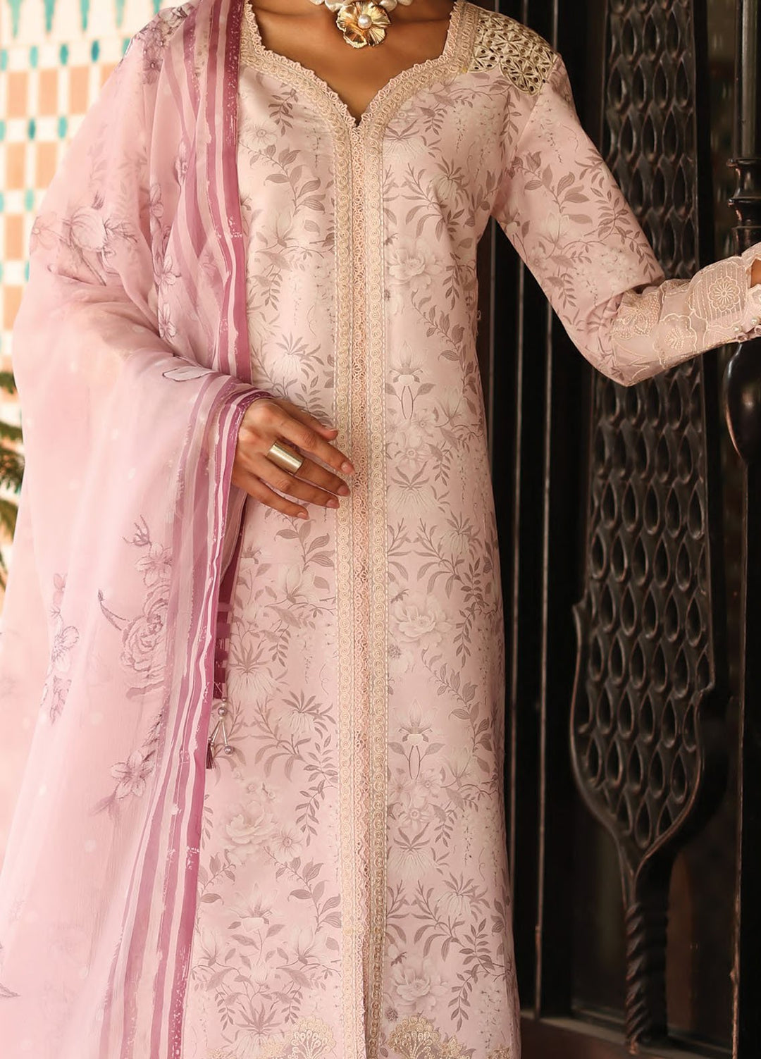 Alizeh Fashion Embroidered Lawn Suits Unstitched 3 Piece AFB25FS D-10 Aruna - Summer Collection