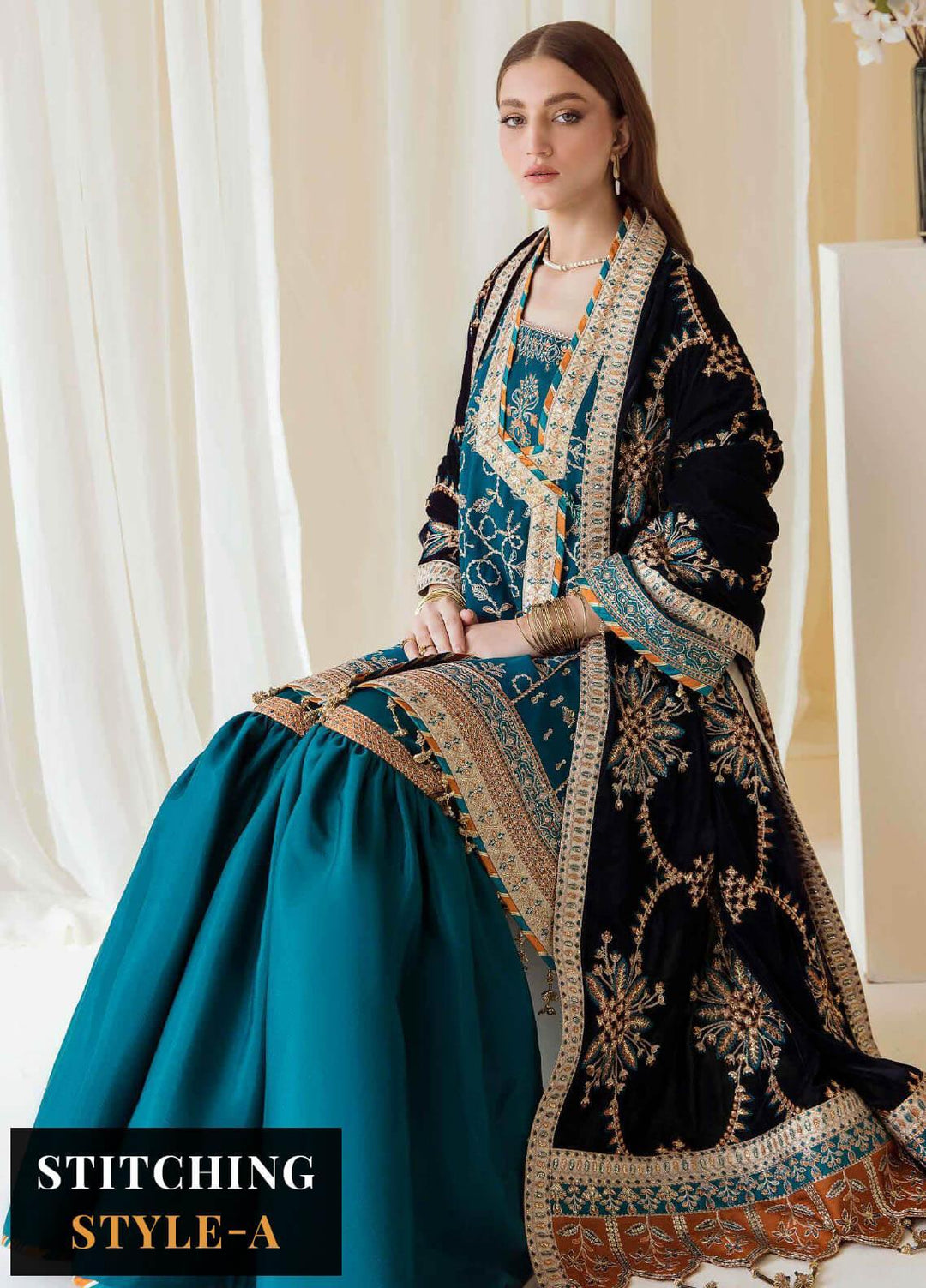 Alizeh Fashion by Bilal Embroidery Embroidered Chiffon Suits Unstitched 3 Piece AFB22PV Dasht-E-Naz - Luxury Collection