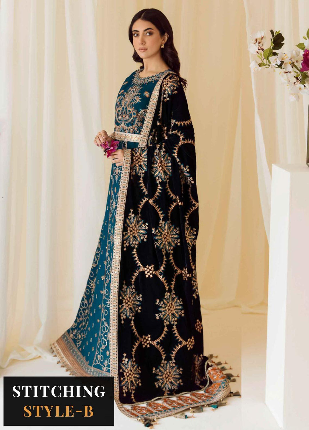 Alizeh Fashion by Bilal Embroidery Embroidered Chiffon Suits Unstitched 3 Piece AFB22PV Dasht-E-Naz - Luxury Collection