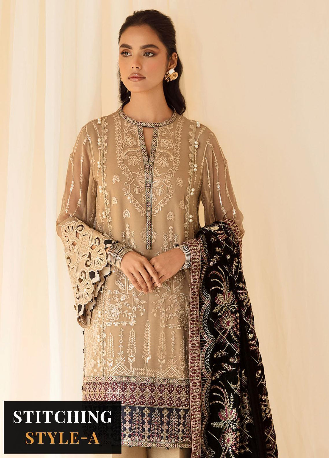Alizeh Fashion by Bilal Embroidery Embroidered Chiffon Suits Unstitched 3 Piece AFB22PV Zawiya - Luxury Collection