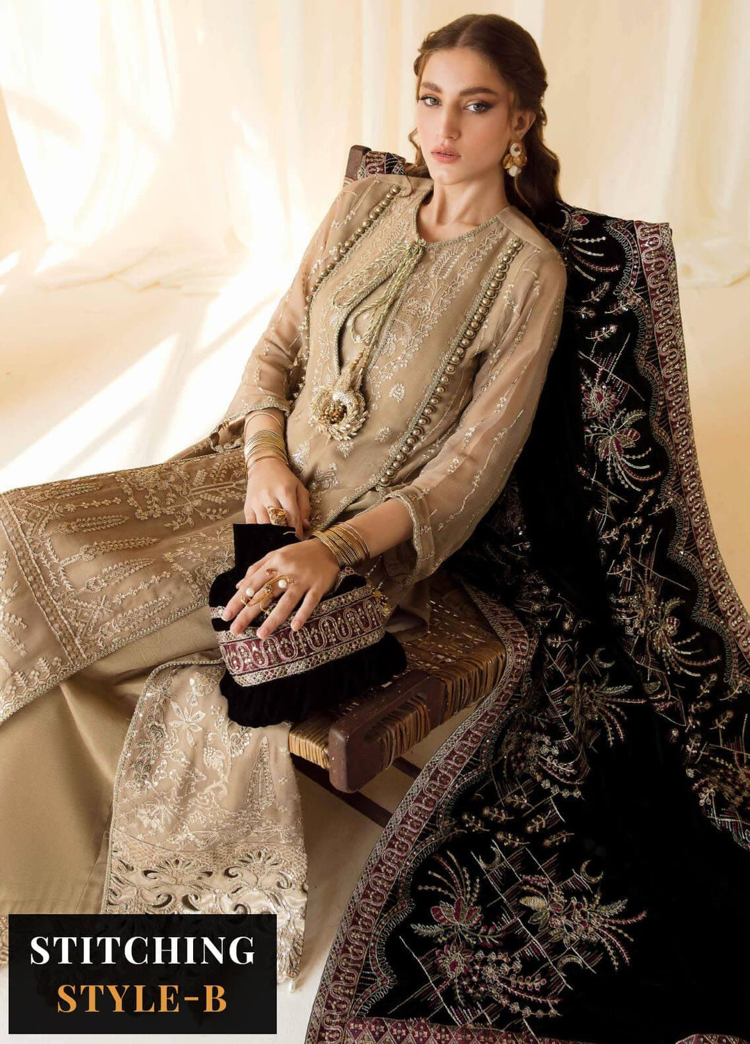 Alizeh Fashion by Bilal Embroidery Embroidered Chiffon Suits Unstitched 3 Piece AFB22PV Zawiya - Luxury Collection