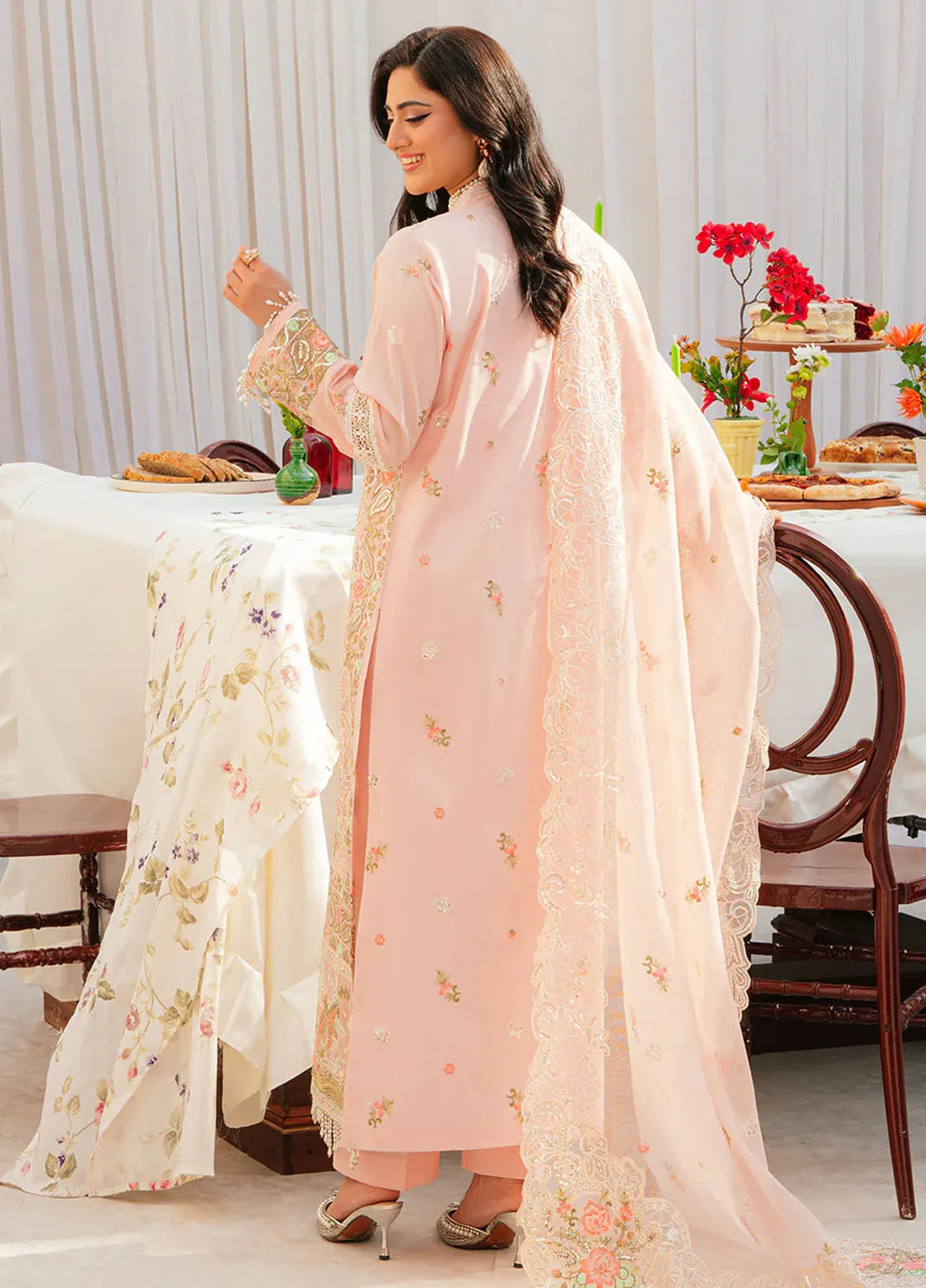 Allenura By Mahnur Embroidered Lawn Suits Unstitched 3 Piece MN24A D-03 Azure - Luxury Collection