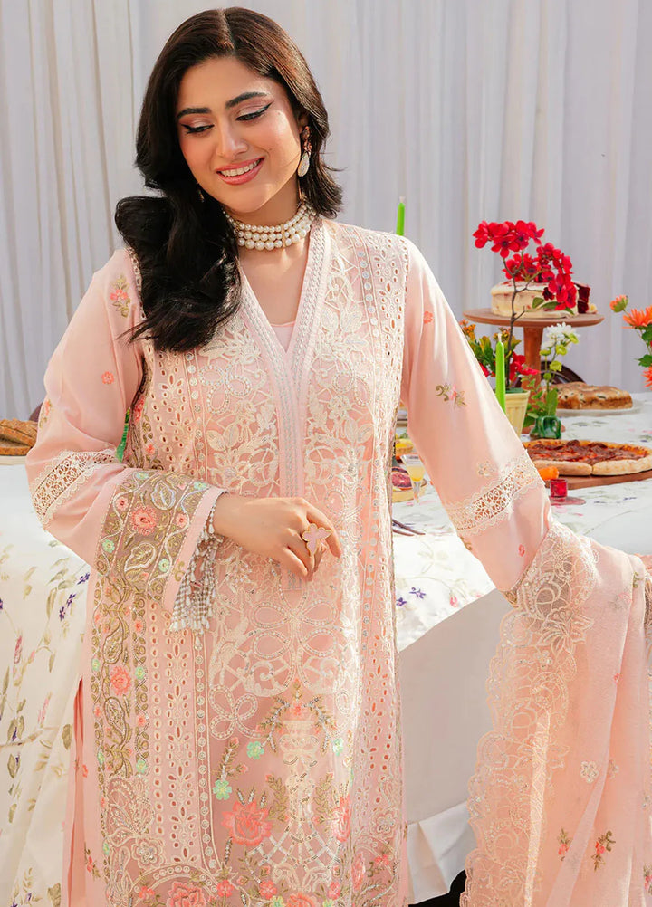 Allenura By Mahnur Embroidered Lawn Suits Unstitched 3 Piece MN24A D-03 Azure - Luxury Collection