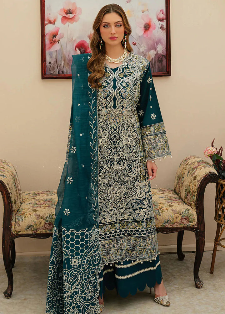 Allenura By Mahnur Embroidered Lawn Suits Unstitched 3 Piece MN24A D-10 Tuscany - Luxury Collection
