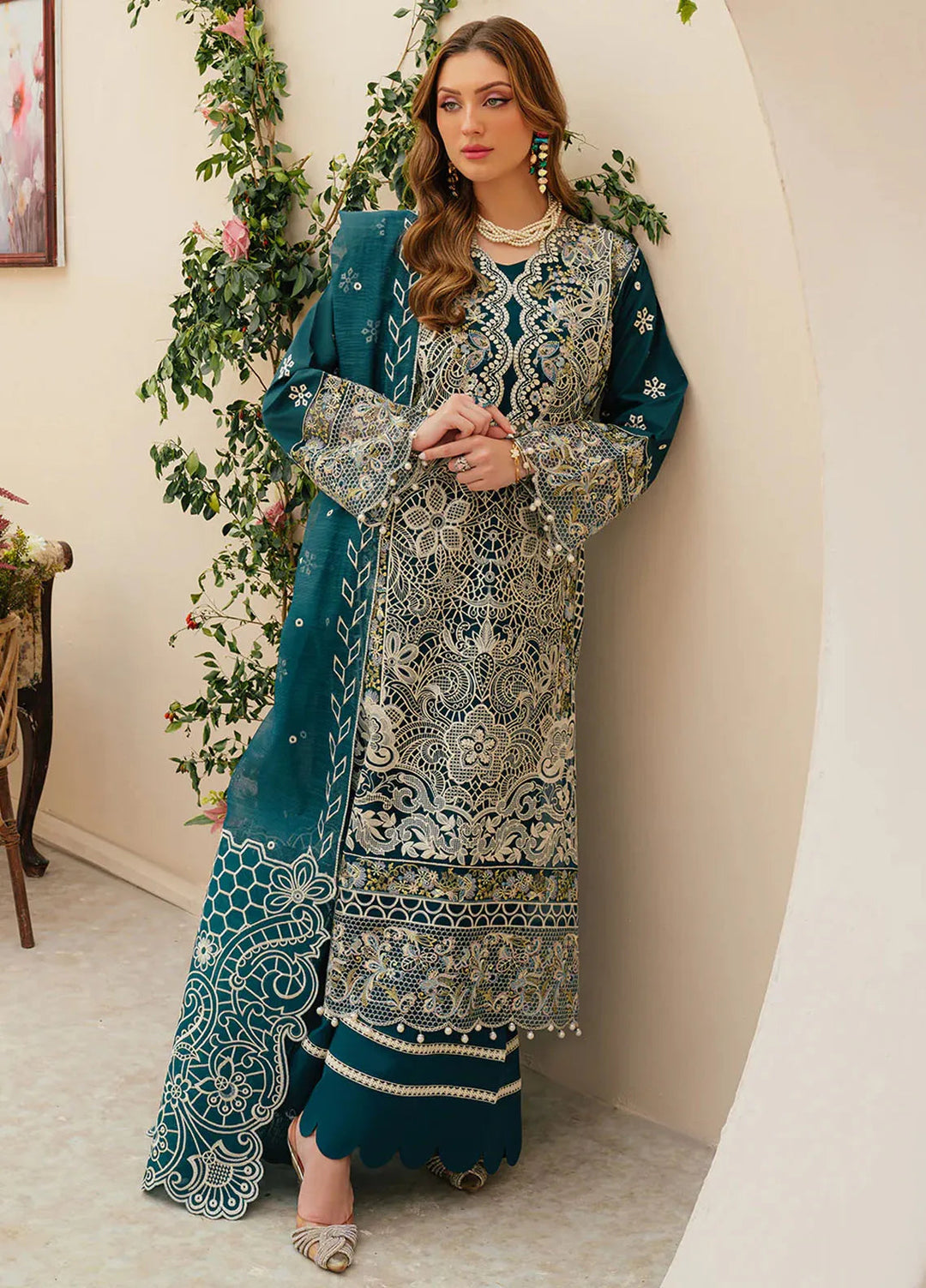 Allenura By Mahnur Embroidered Lawn Suits Unstitched 3 Piece MN24A D-10 Tuscany - Luxury Collection