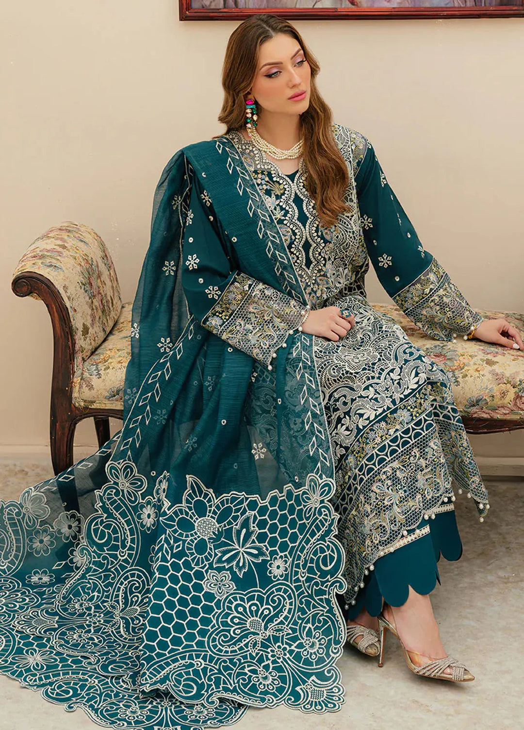 Allenura By Mahnur Embroidered Lawn Suits Unstitched 3 Piece MN24A D-10 Tuscany - Luxury Collection