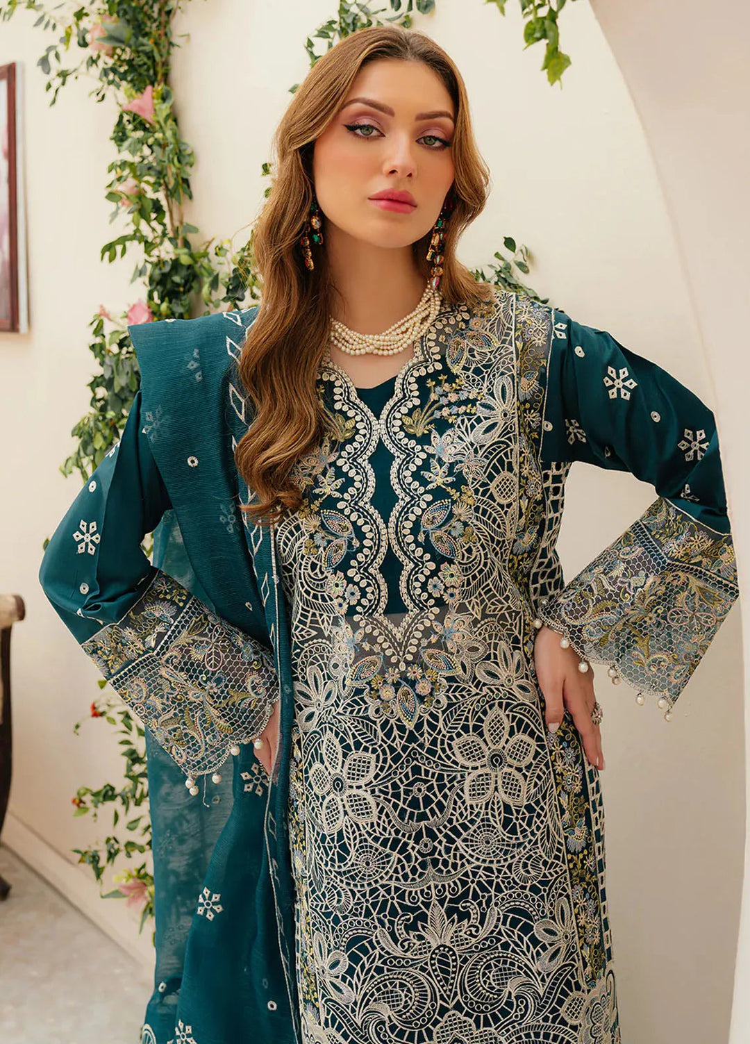 Allenura By Mahnur Embroidered Lawn Suits Unstitched 3 Piece MN24A D-10 Tuscany - Luxury Collection