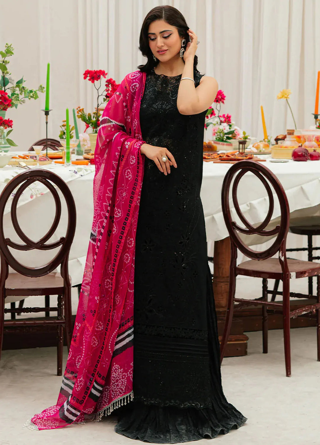 Allenura By Mahnur Embroidered Lawn Suits Unstitched 3 Piece MN24A D-11 Mocha - Luxury Collection