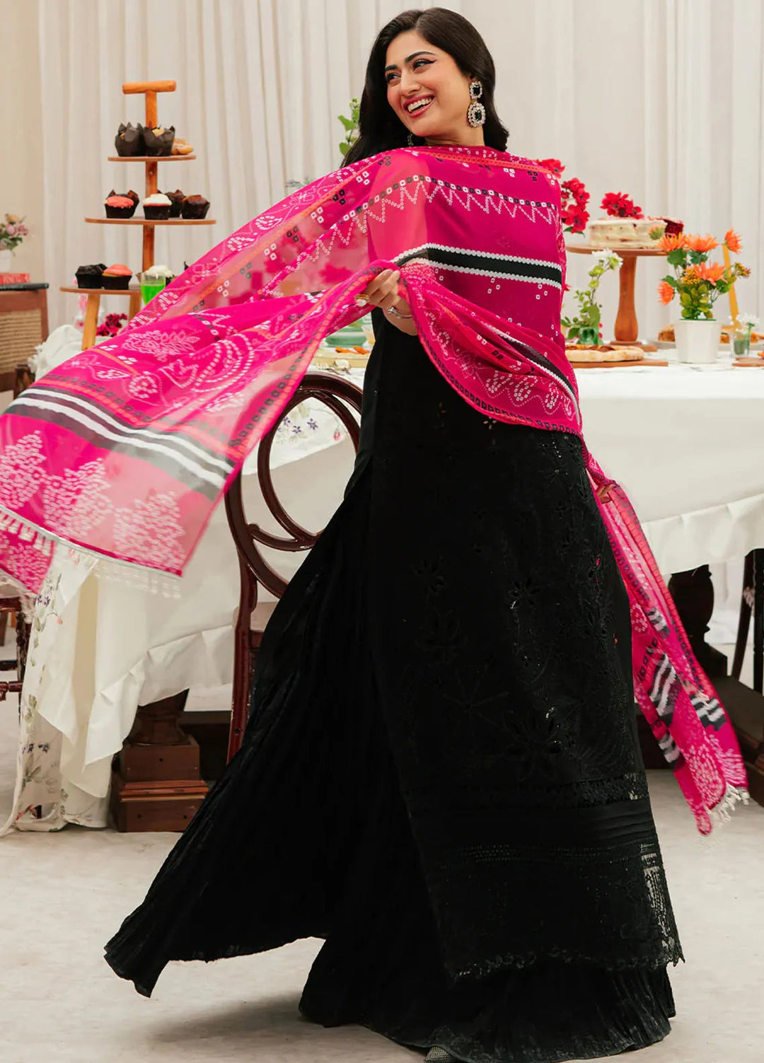 Allenura By Mahnur Embroidered Lawn Suits Unstitched 3 Piece MN24A D-11 Mocha - Luxury Collection