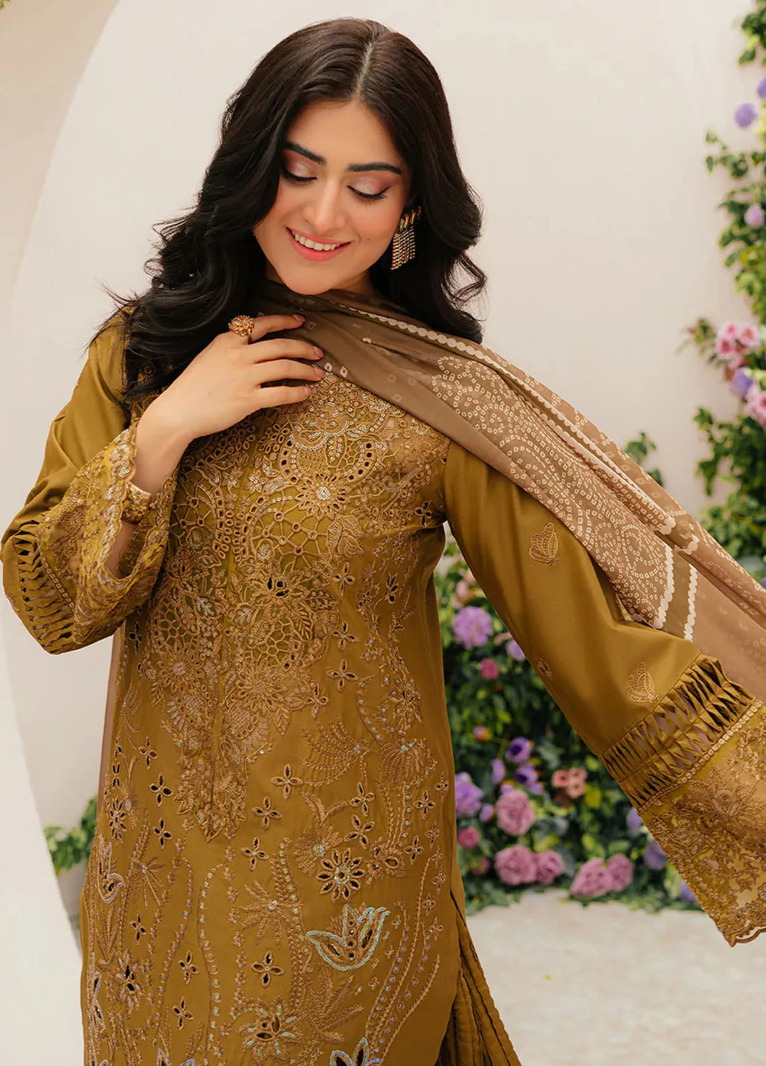 Allenura By Mahnur Embroidered Lawn Suits Unstitched 3 Piece MN24A D-12 Sierra - Luxury Collection
