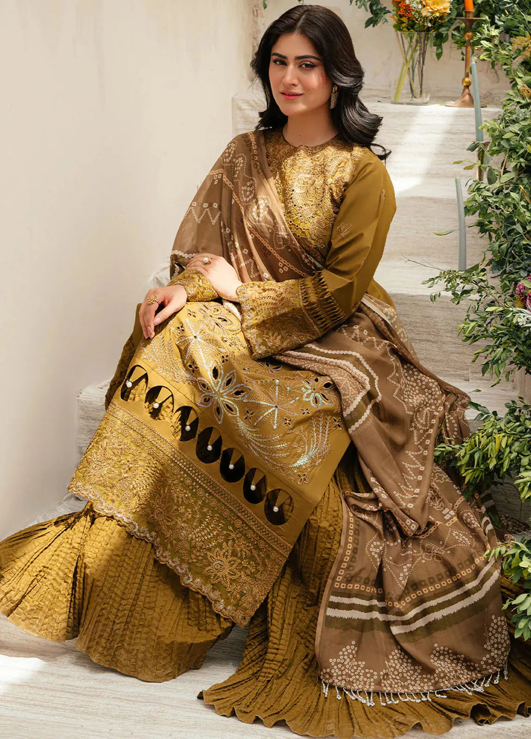 Allenura By Mahnur Embroidered Lawn Suits Unstitched 3 Piece MN24A D-12 Sierra - Luxury Collection