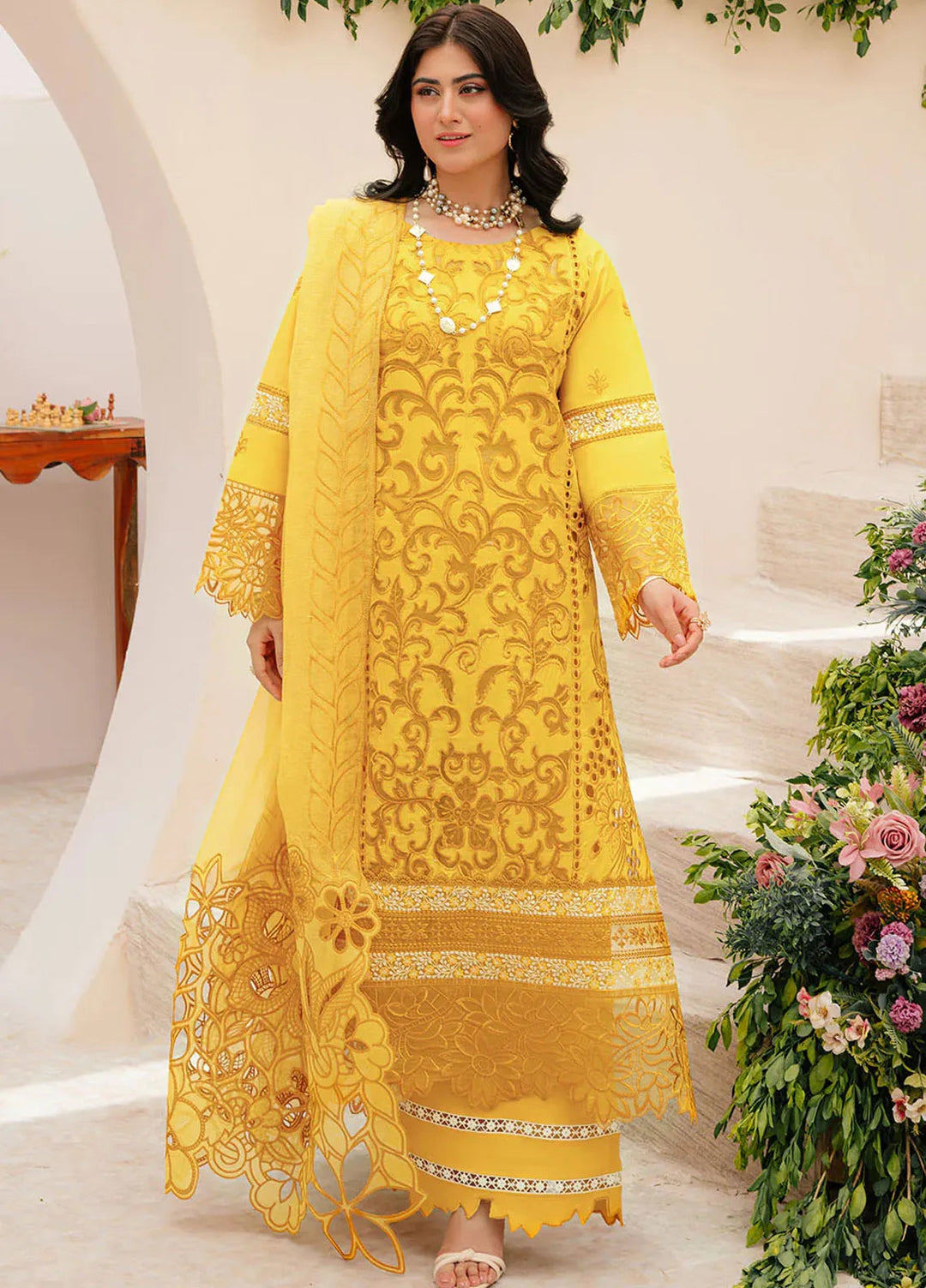 Allenura By Mahnur Embroidered Lawn Suits Unstitched 3 Piece MN24A D-13 Meridian - Luxury Collection