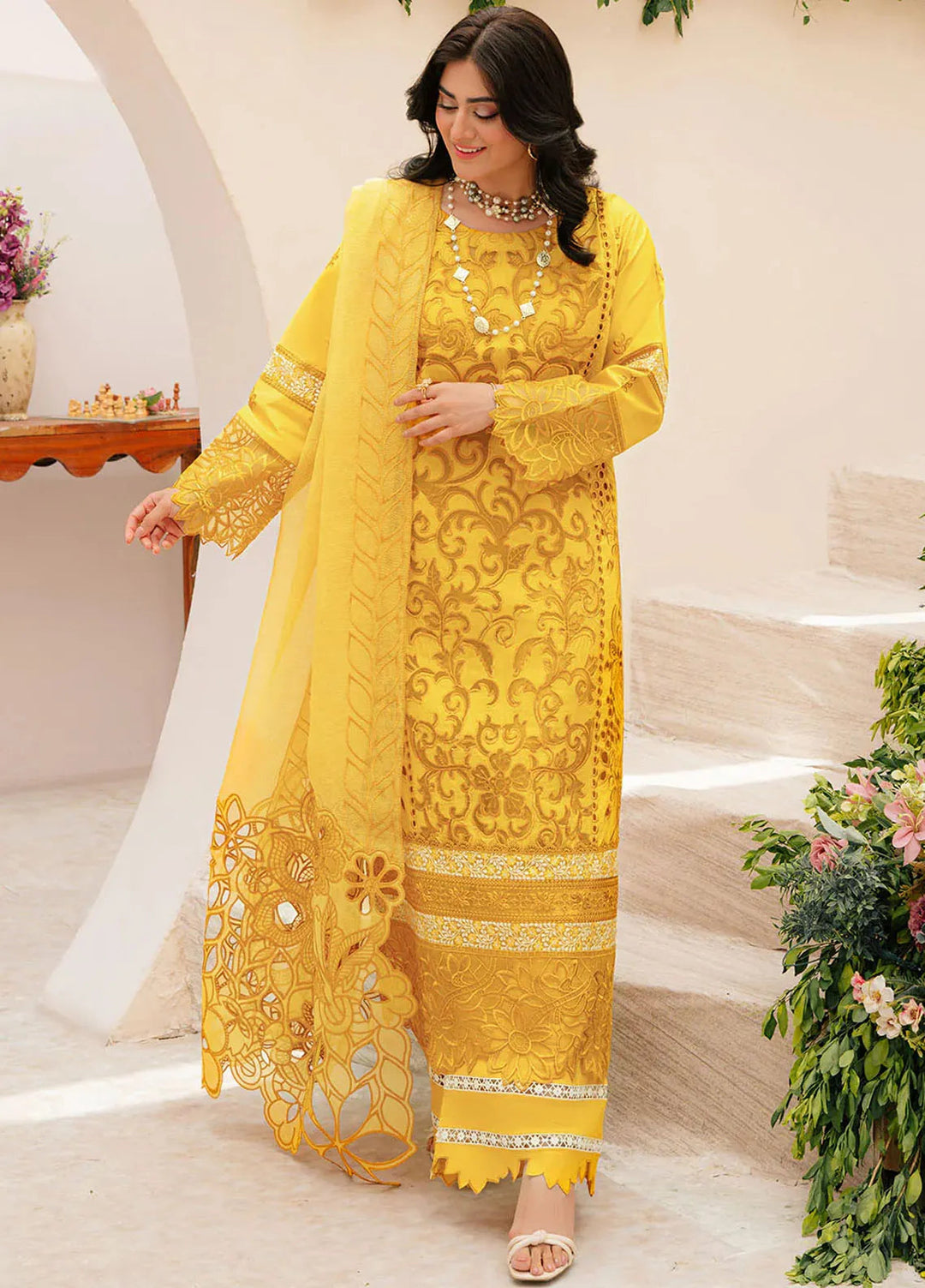 Allenura By Mahnur Embroidered Lawn Suits Unstitched 3 Piece MN24A D-13 Meridian - Luxury Collection