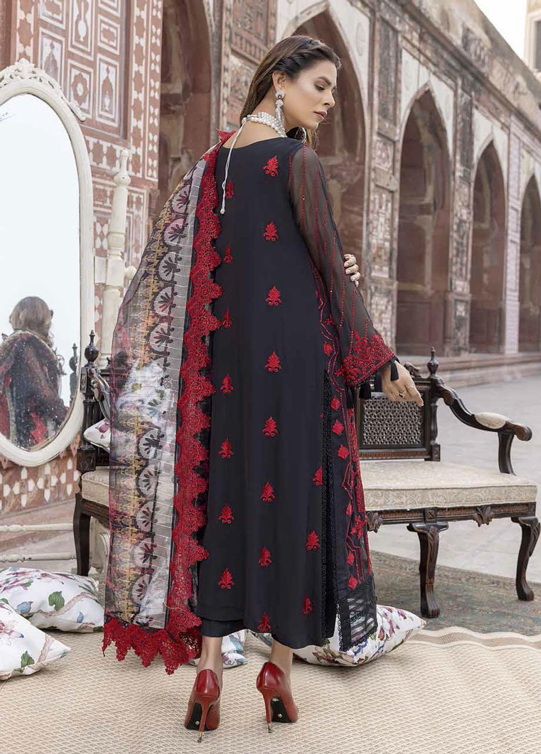 Allure By Charizma Embroidered Chiffon Suits Unstitched 3 Piece CRZ22AC CAL-01 - Luxury Collection