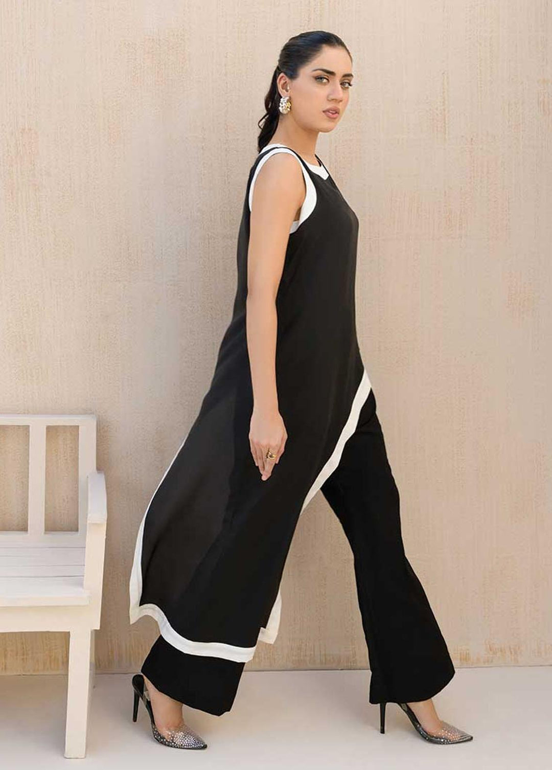 Jooray Kapray Pret  Chiffon 2 Piece Suit JK23A Magnificent Black