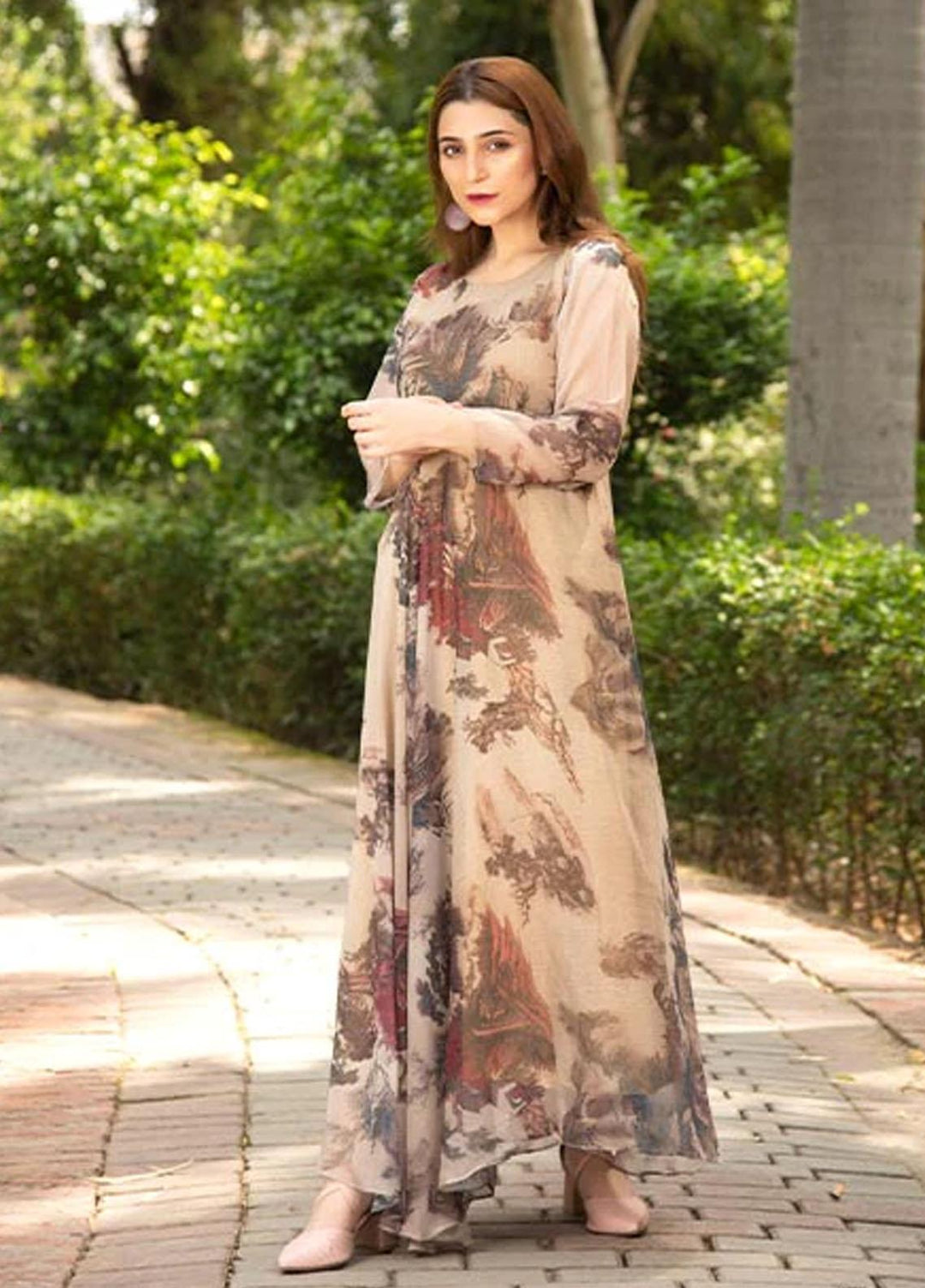 Nazmina Printed Casual Chiffon Frock FR-639 Sandra