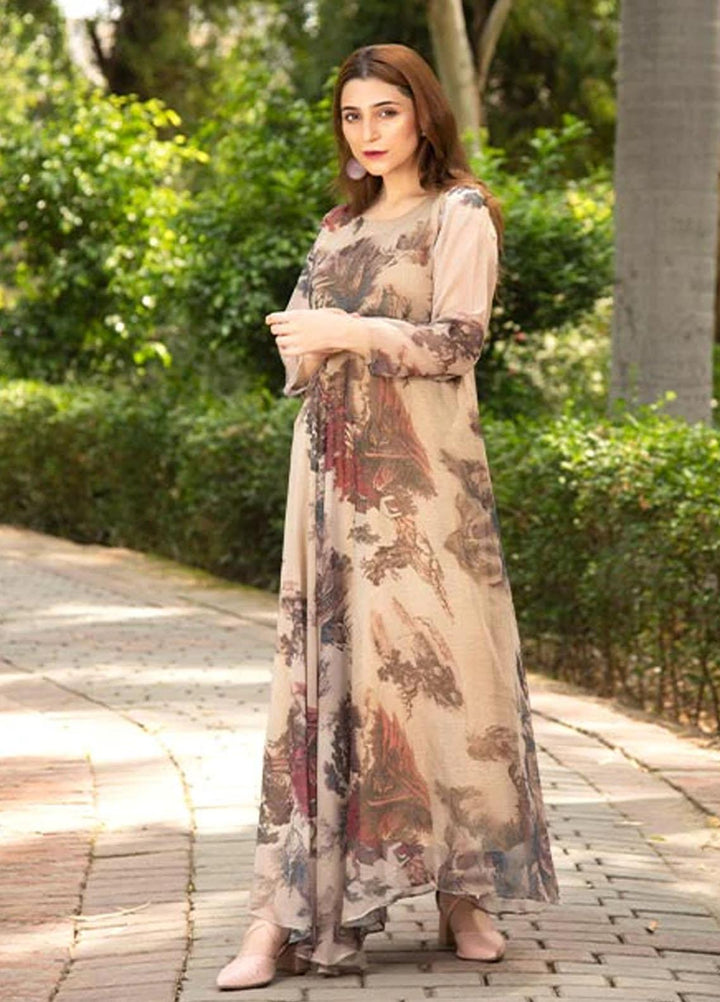 Nazmina Printed Casual Chiffon Frock FR-639 Sandra