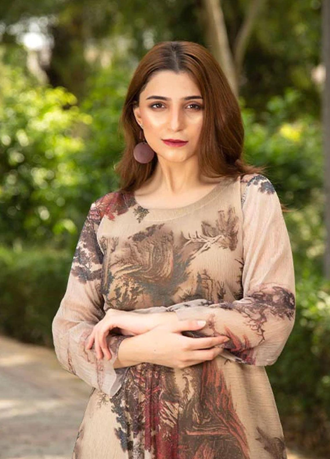 Nazmina Printed Casual Chiffon Frock FR-639 Sandra