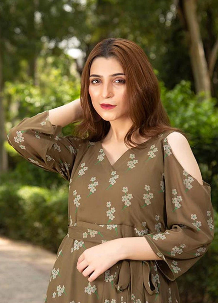 Nazmina Printed Casual Chiffon Frock FR-670 Coco