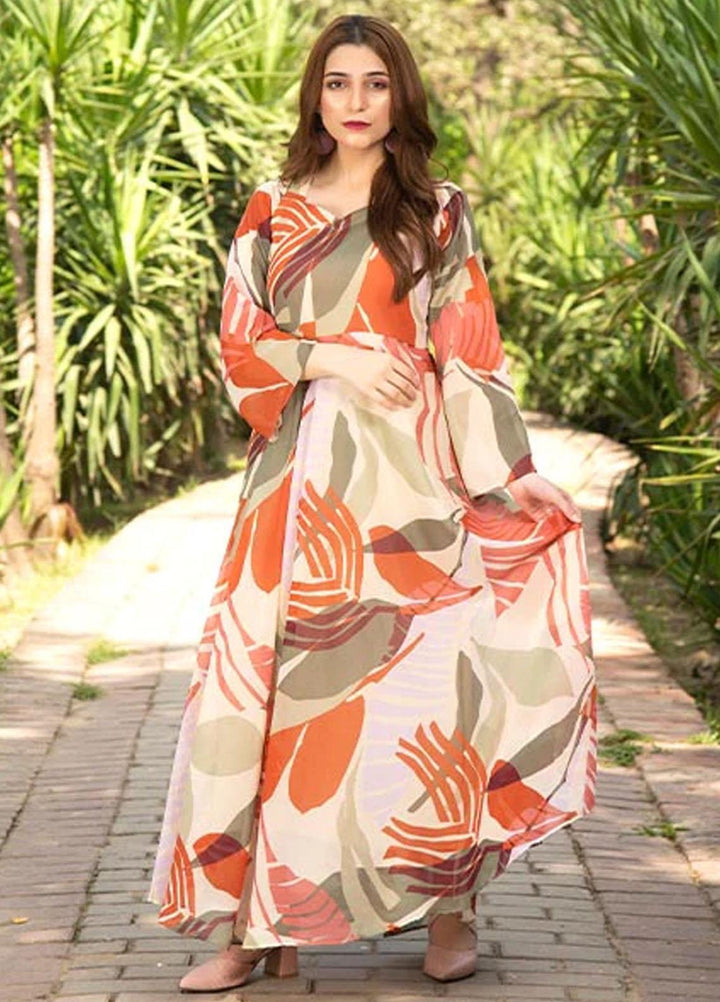 Nazmina Printed Casual Chiffon Frock FR-672 Victoria leaflets