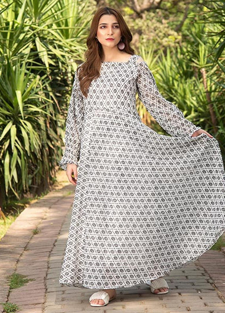 Nazmina Printed Casual Chiffon Frock FR-673 Free Bird Frock