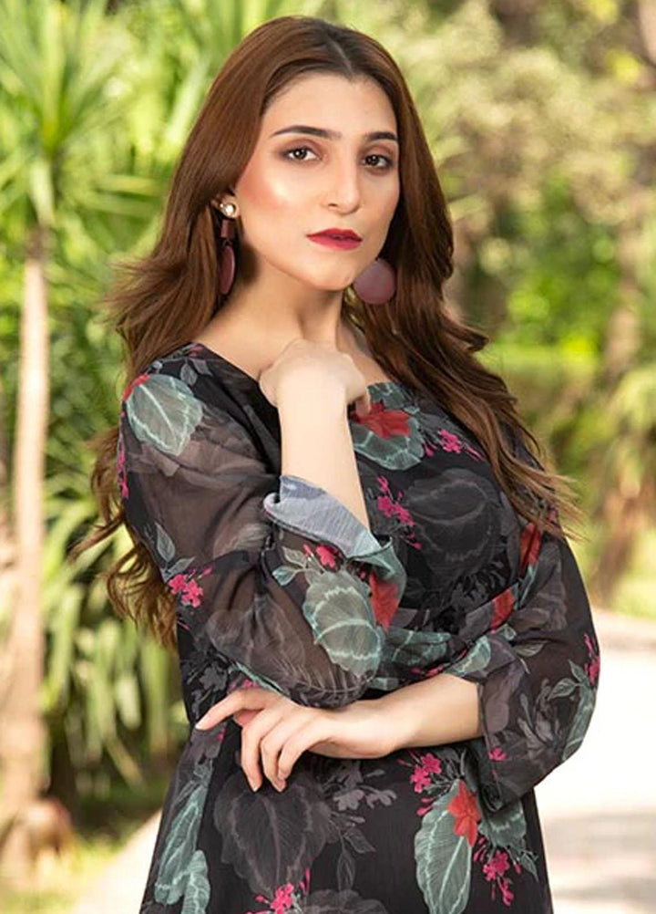 Nazmina Printed Casual Chiffon Frock FR-677 Spikes florals