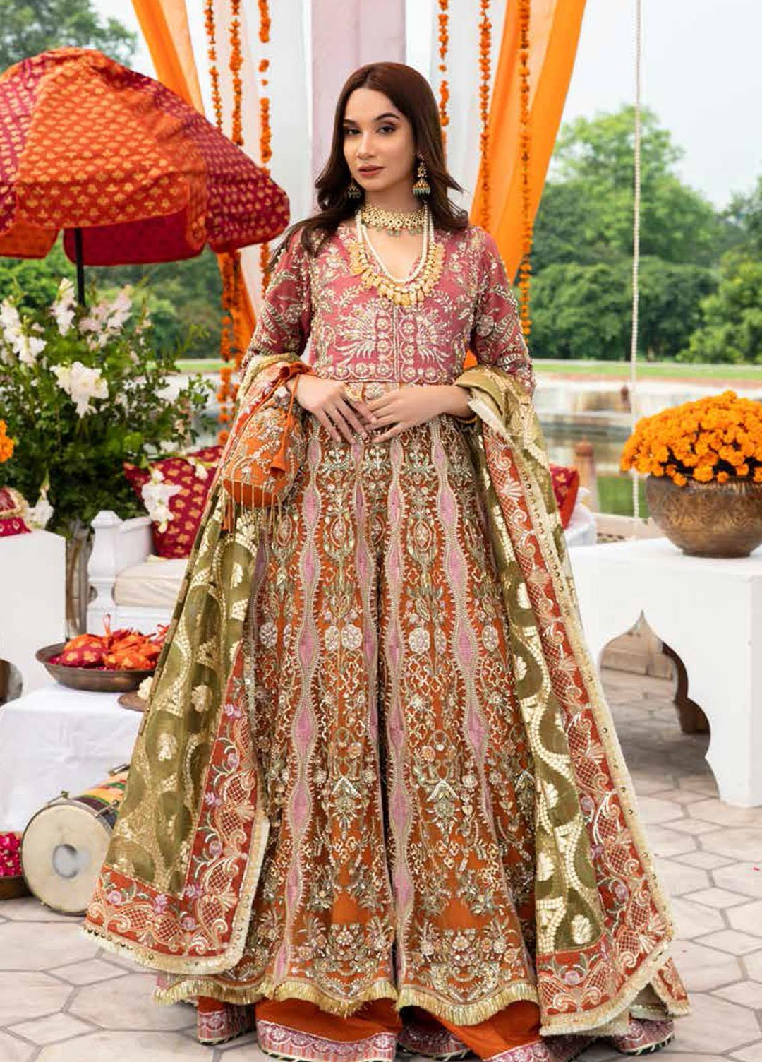 ALIF By AJR Banno Ki Sahelian Embroidered Raw Silk Suits Unstitched 3 Piece AJR22BS ALW-22-02 NOOR JAHAN - Wedding Collection
