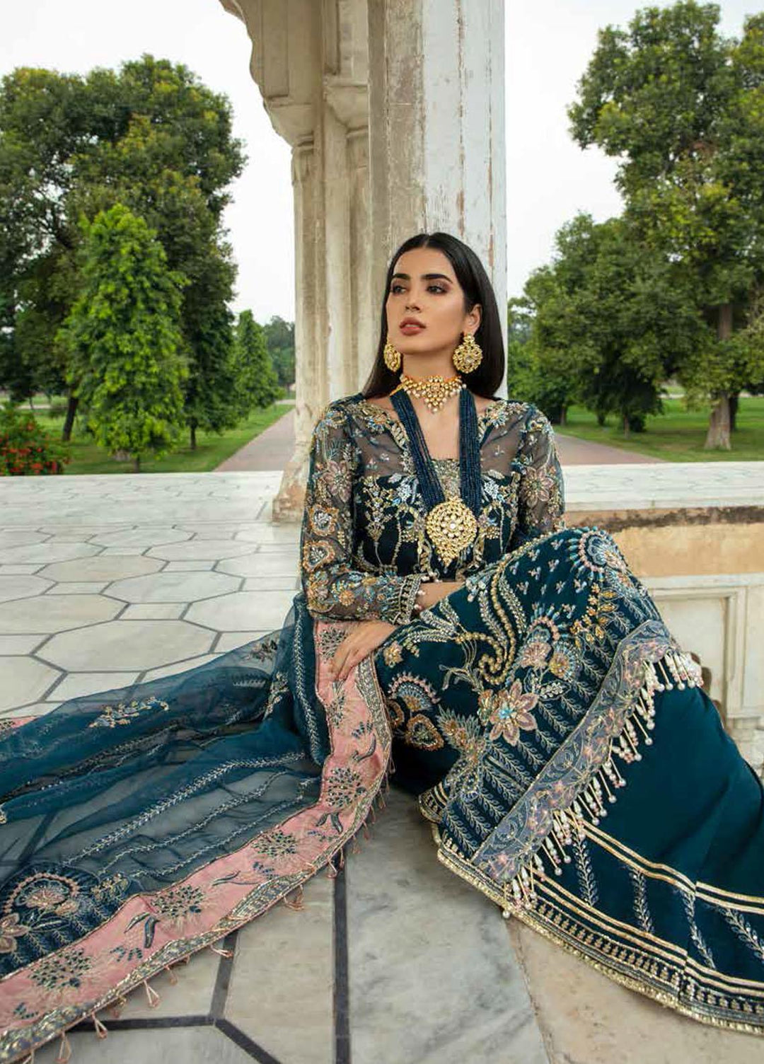 ALIF By AJR Banno Ki Sahelian Embroidered Organza Suits Unstitched 3 Piece AJR22BS ALW-22-03 NIGAAR - Wedding Collection
