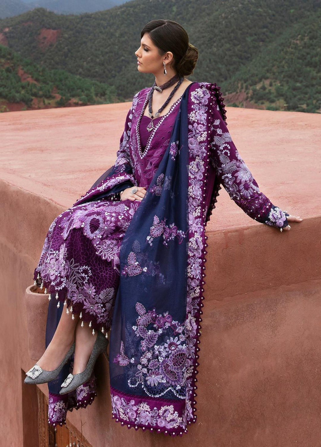 Amaani By Republic Womenswear Embroidered Lawn Suits Unstitched 3 Piece RW23A D-2A Fatine - Luxury Eid Collection