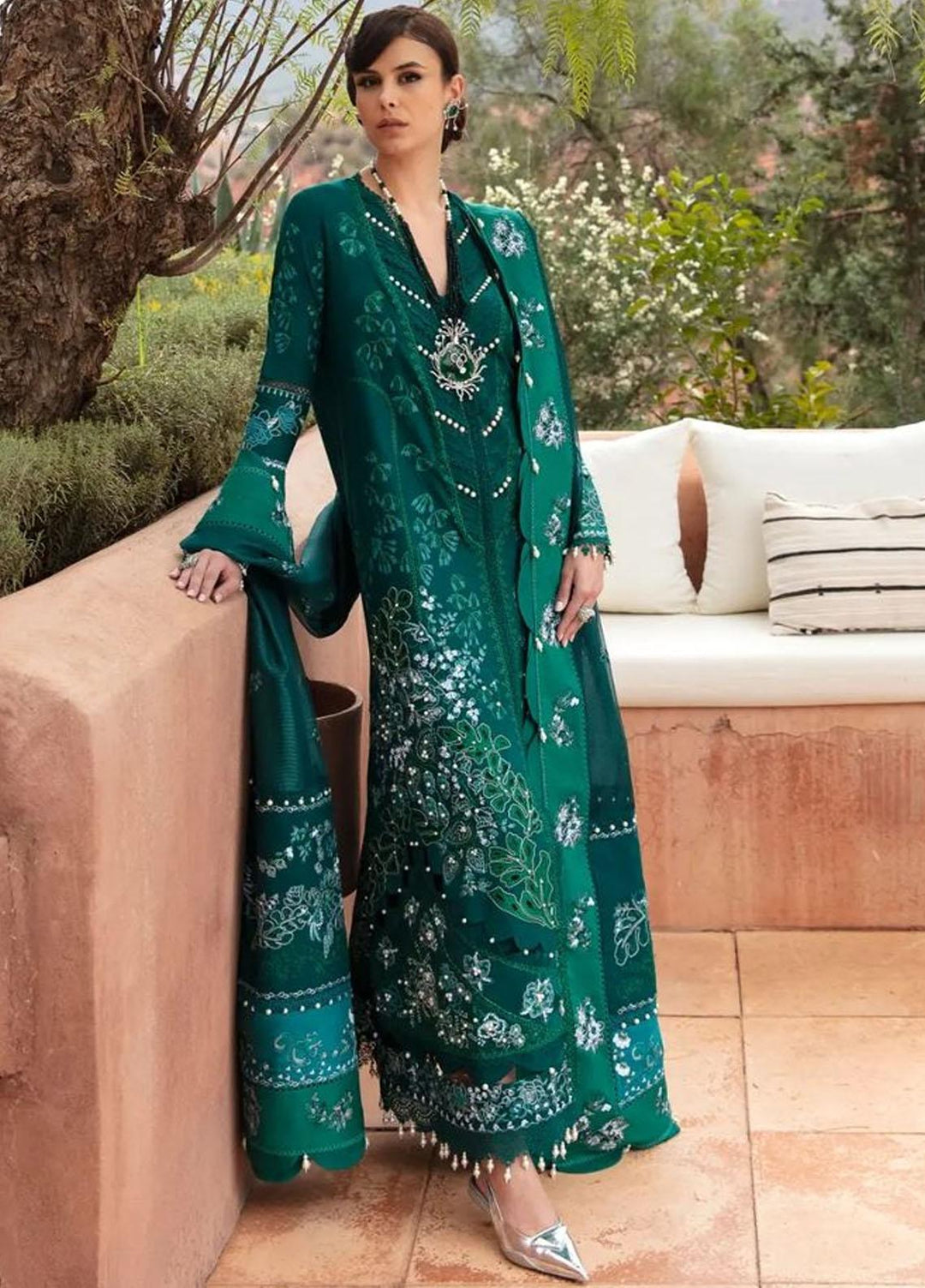 Amaani By Republic Womenswear Embroidered Lawn Suits Unstitched 3 Piece RW23A D-5A Oran - Luxury Eid Collection