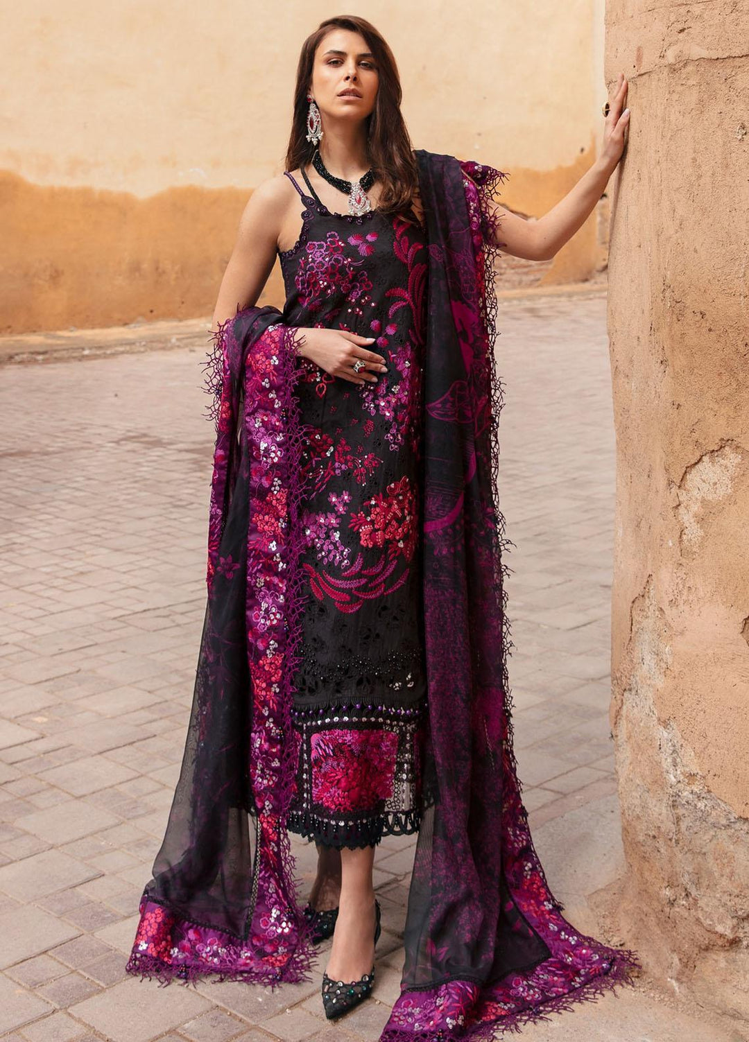 Amaani By Republic Womenswear Embroidered jacquard Suits Unstitched 3 Piece RW23A D-6A Tilila - Luxury Eid Collection