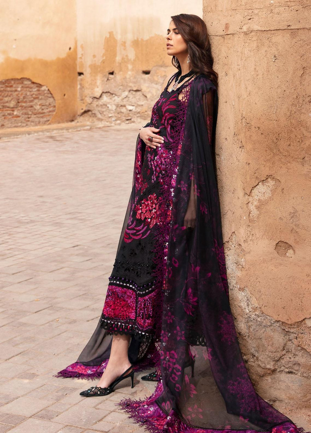 Amaani By Republic Womenswear Embroidered jacquard Suits Unstitched 3 Piece RW23A D-6A Tilila - Luxury Eid Collection