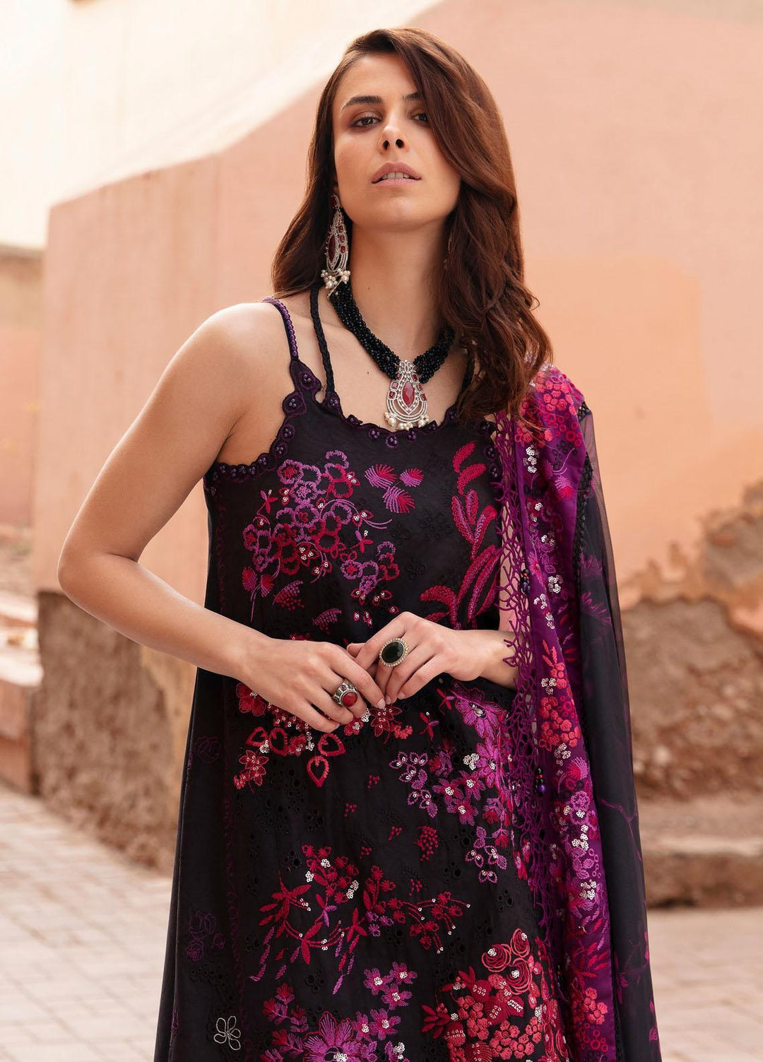 Amaani By Republic Womenswear Embroidered jacquard Suits Unstitched 3 Piece RW23A D-6A Tilila - Luxury Eid Collection