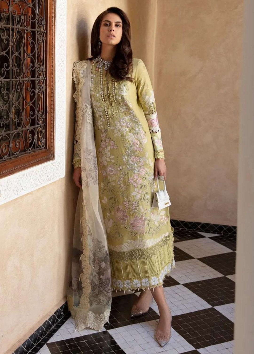 Amaani By Republic Womenswear Embroidered Lawn Suits Unstitched 3 Piece RW23A D-7A Linaria - Luxury Eid Collection