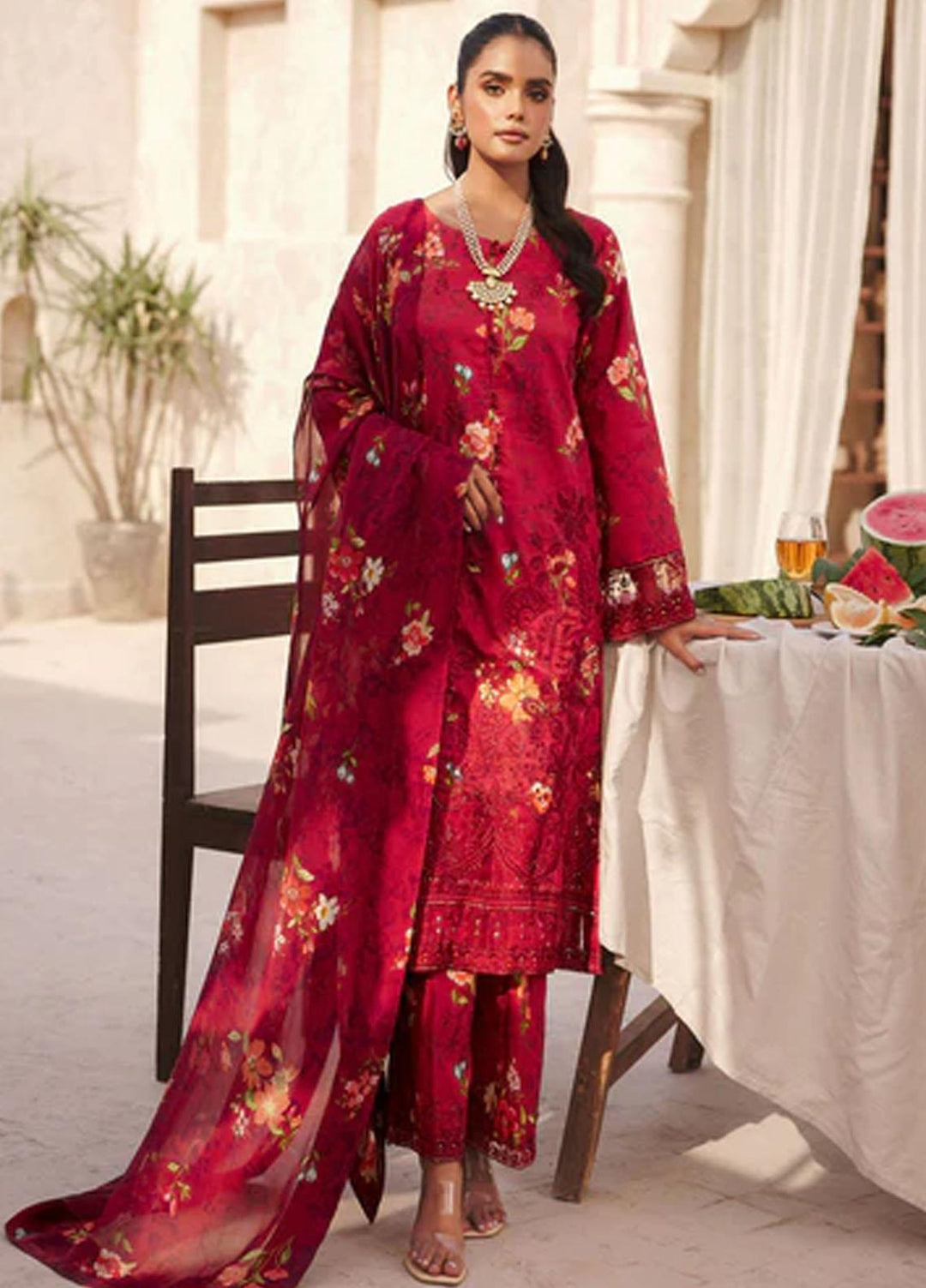 Amal By Motifz Embroidered Lawn Suits Unstitched 3 Piece MT23AM 3740-Eva - Summer Collection