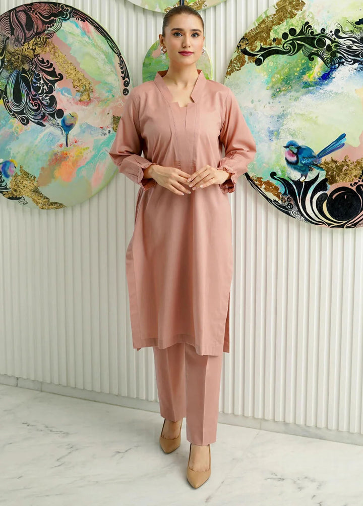 Amal Pret plain Lawn Cotton 2 Piece Suit Blush