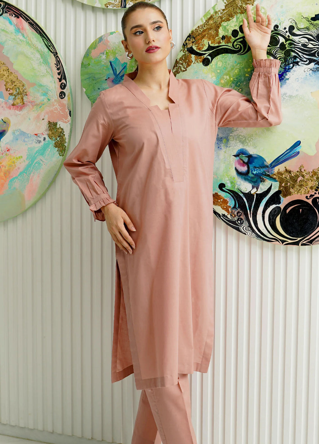 Amal Pret plain Lawn Cotton 2 Piece Suit Blush