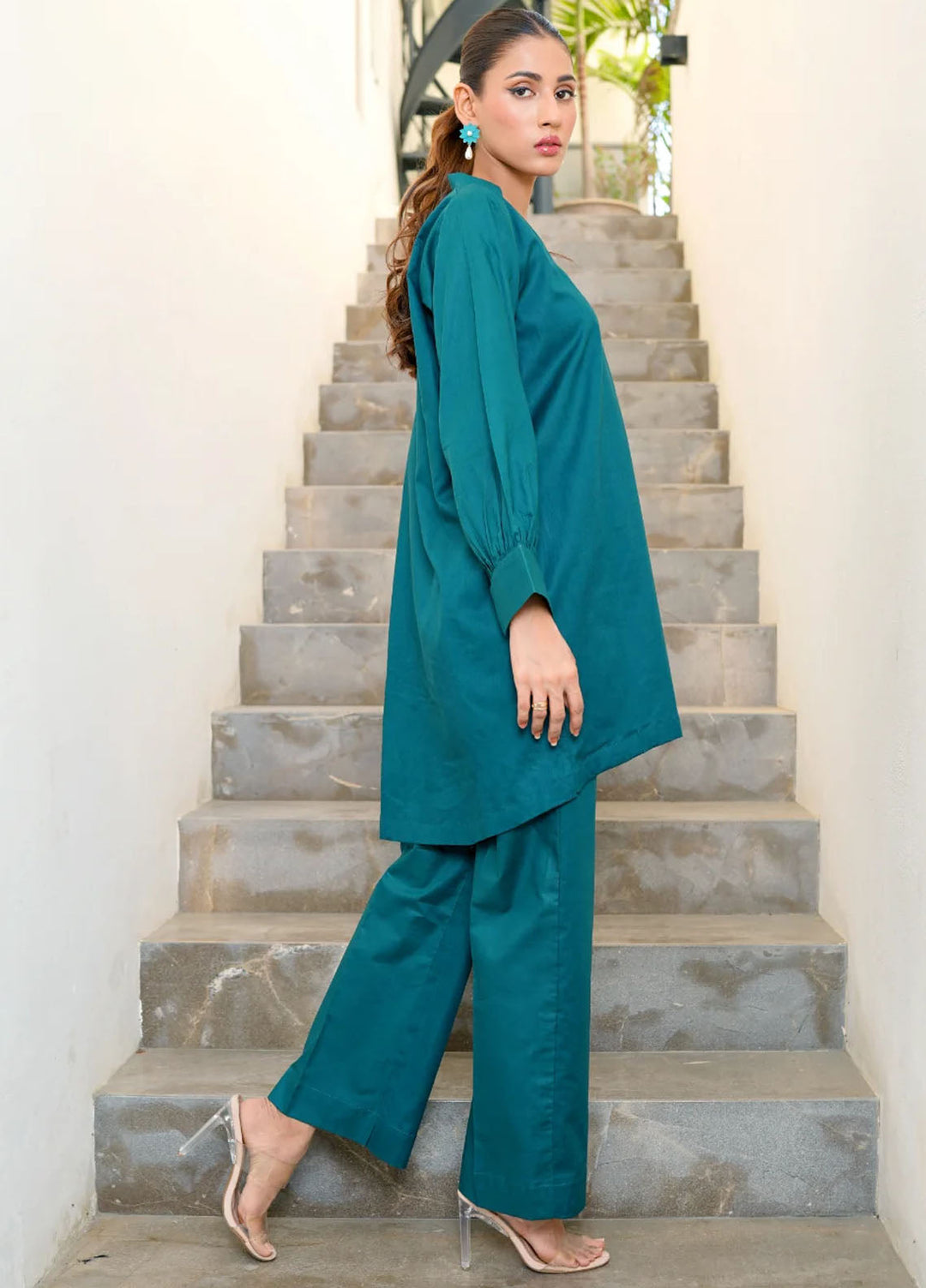 Amal Pret plain Lawn Cotton 2 Piece Suit Emerald