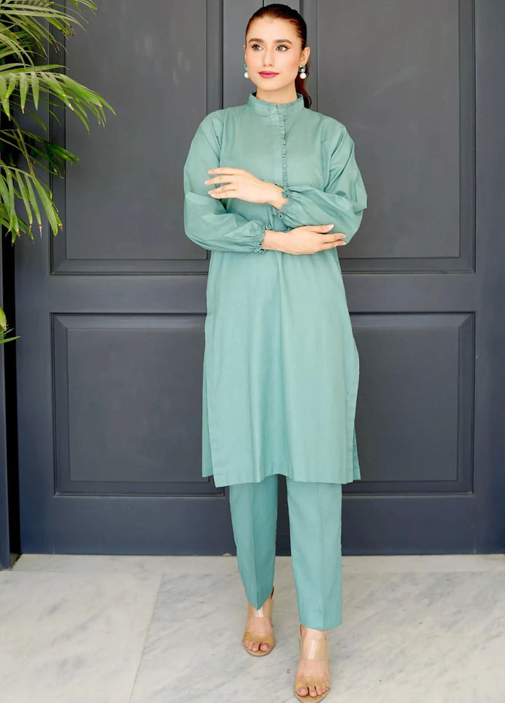 Amal Pret plain Lawn Cotton 2 Piece Suit Jade