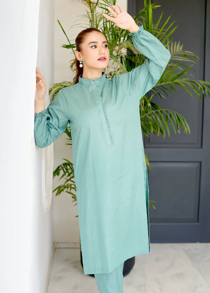 Amal Pret plain Lawn Cotton 2 Piece Suit Jade
