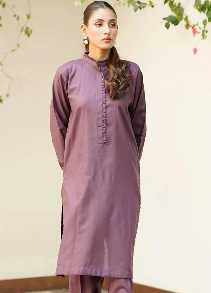 Amal Pret plain Lawn Cotton 2 Piece Suit Mulberry