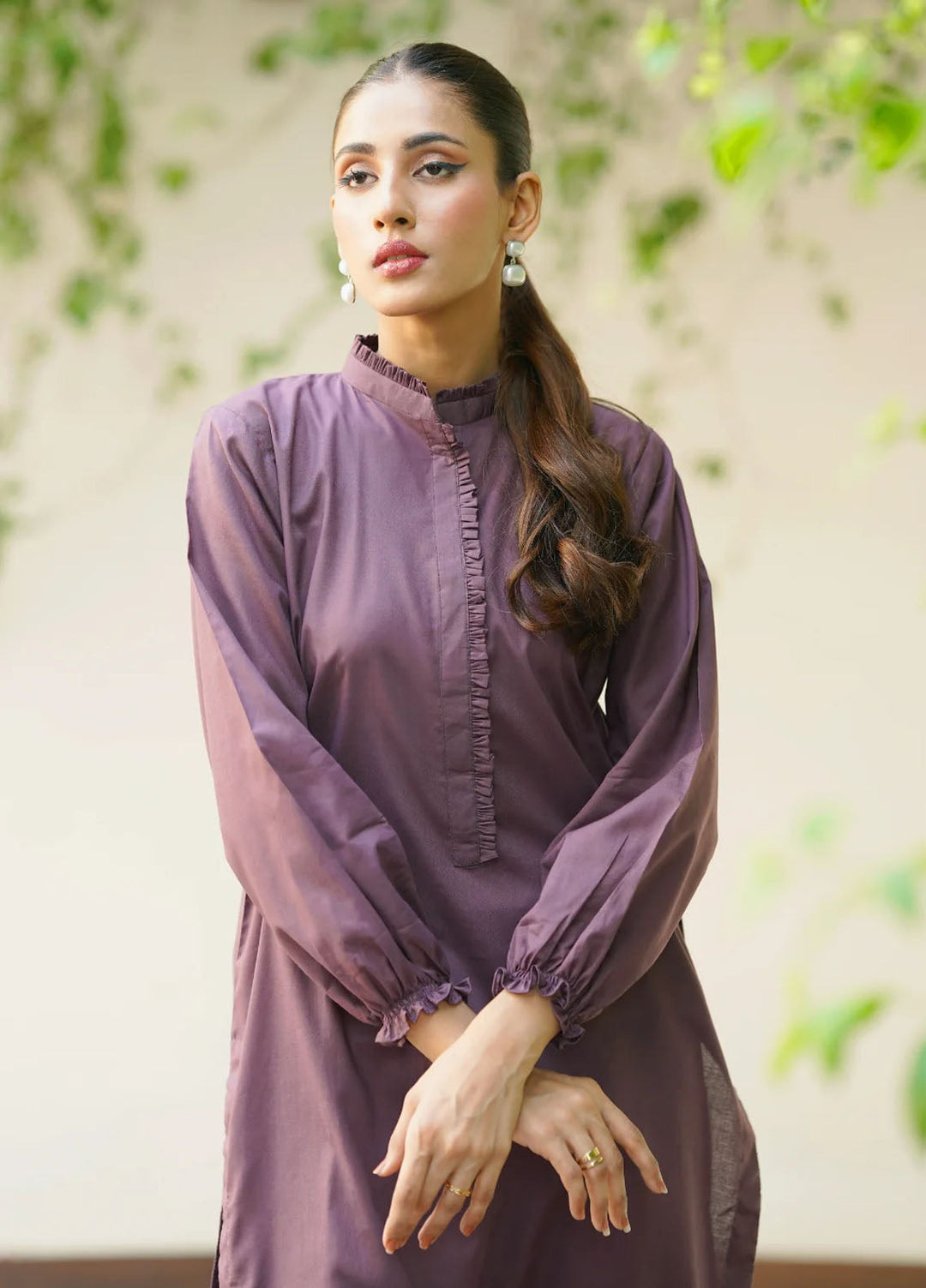 Amal Pret plain Lawn Cotton 2 Piece Suit Mulberry