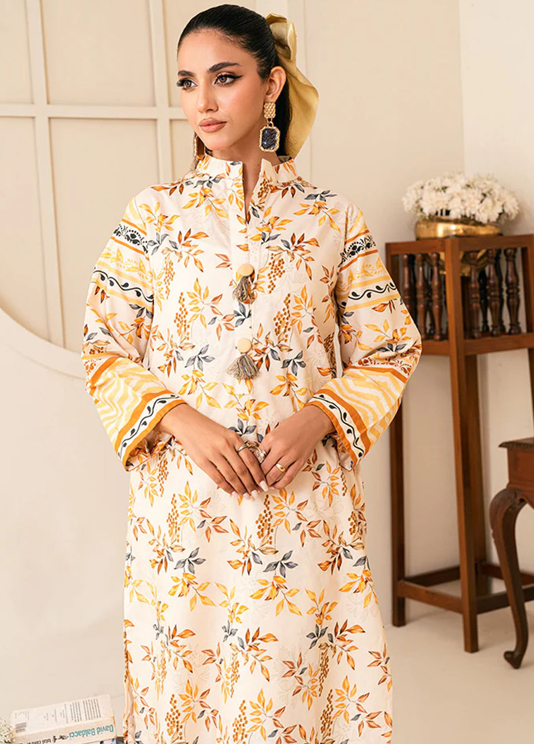 Amal Pret Printed Lawn 2 Piece Suit Amber