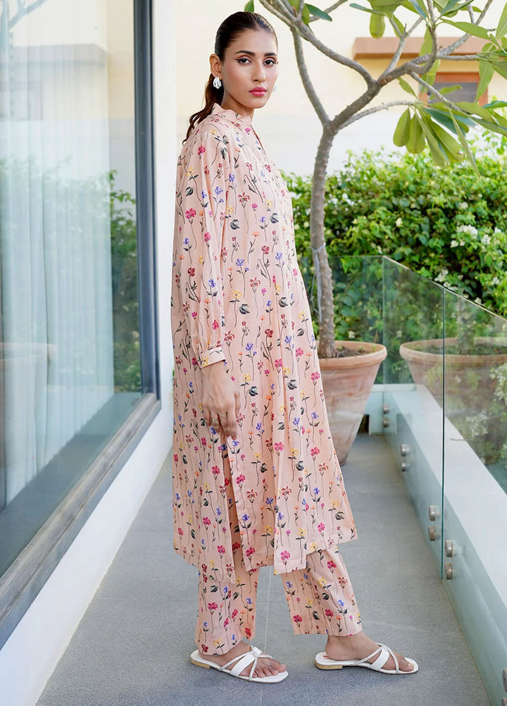 Amal Pret Printed Lawn 2 Piece Suit Beige Bloom